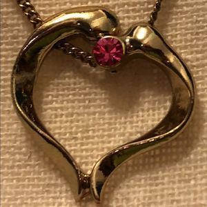 Birthstone oct pink heart pendant necklace (EDITED)